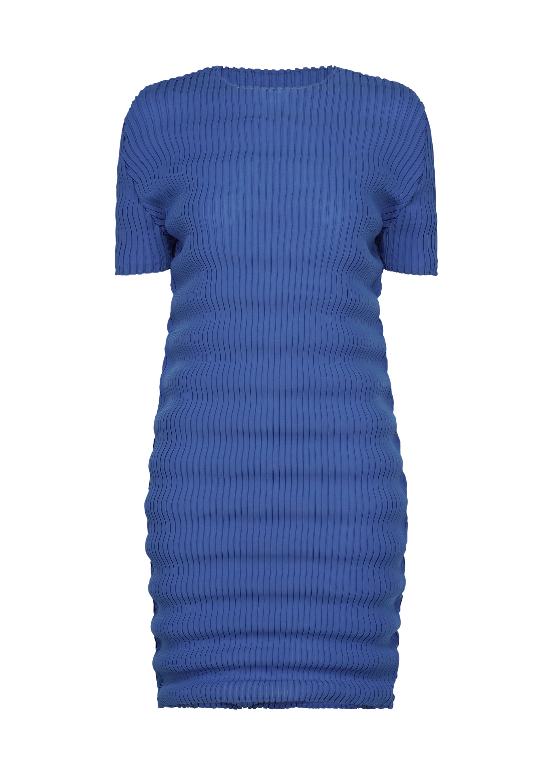 A product shot of the ISSEY MIYAKE SPRING PLEATS dress in starling blue.