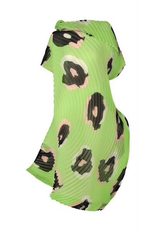 A product shot of the ISSEY MIYAKE VERVE dress in green-hued (66).