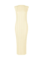 A product shot of the ISSEY MIYAKE LINEN LIKE RIB PLEATS dress in ivory (03).