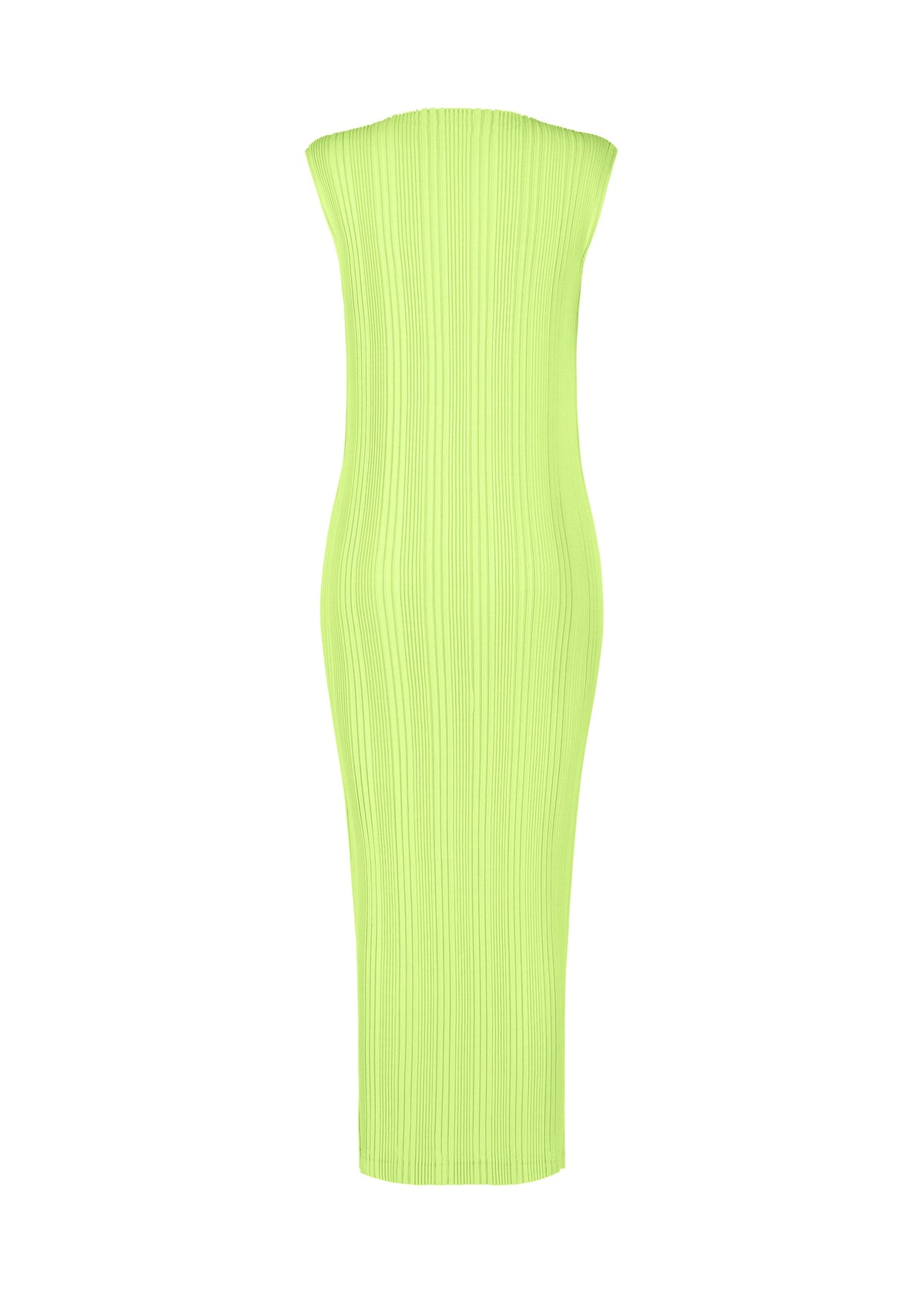 A detail shot of the ISSEY MIYAKE LINEN LIKE RIB PLEATS dress.