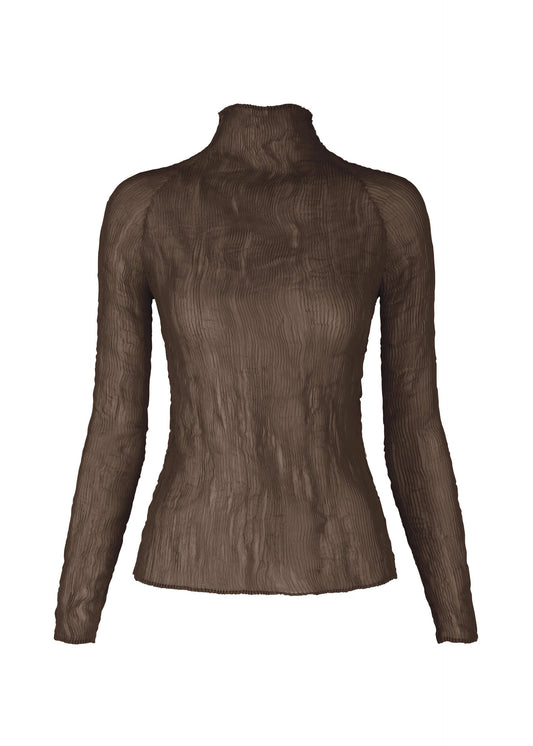 A product shot of the ISSEY MIYAKE CHIFFON TWIST 1 clothing in dark brown (45).