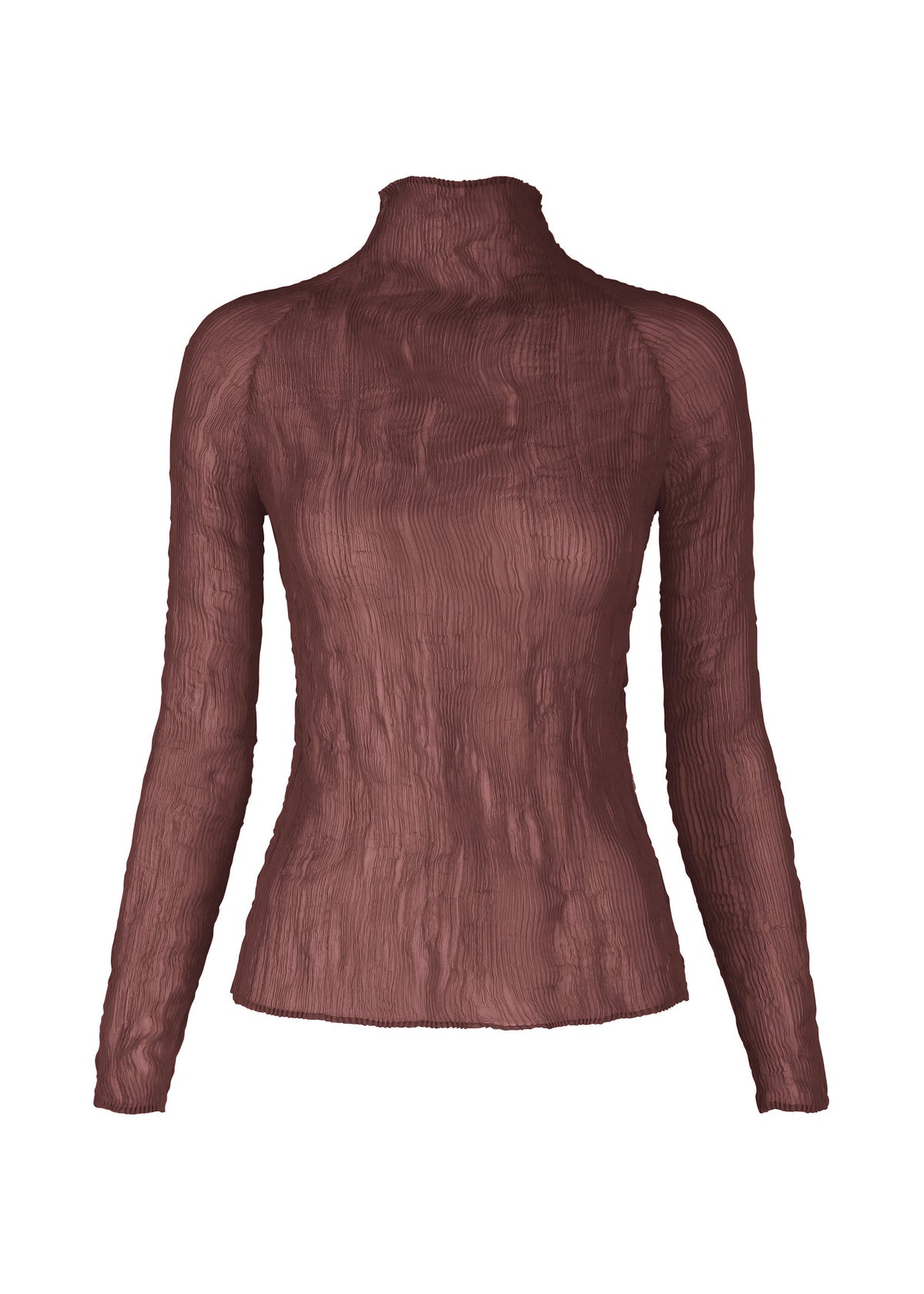 A product shot of the ISSEY MIYAKE CHIFFON TWIST 3 top in burgundy (85).