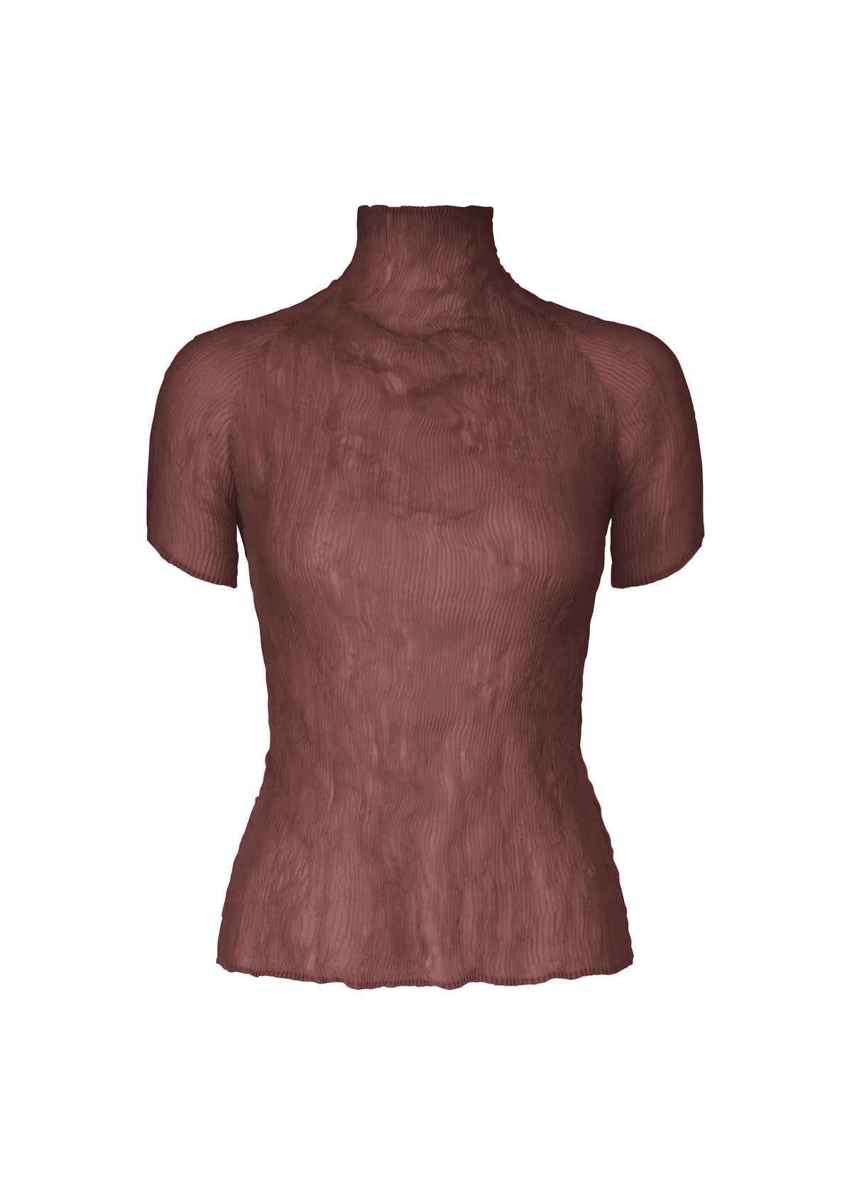 A product shot of the ISSEY MIYAKE CHIFFON TWIST 3 top in burgundy (85).