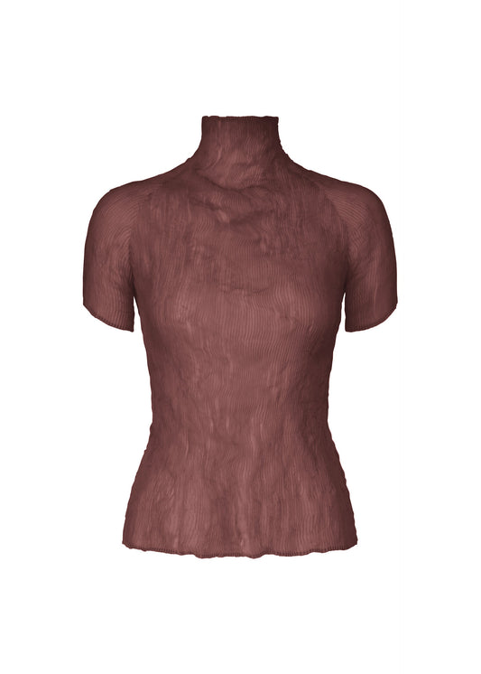 A product shot of the ISSEY MIYAKE CHIFFON TWIST 3 top in burgundy (85).