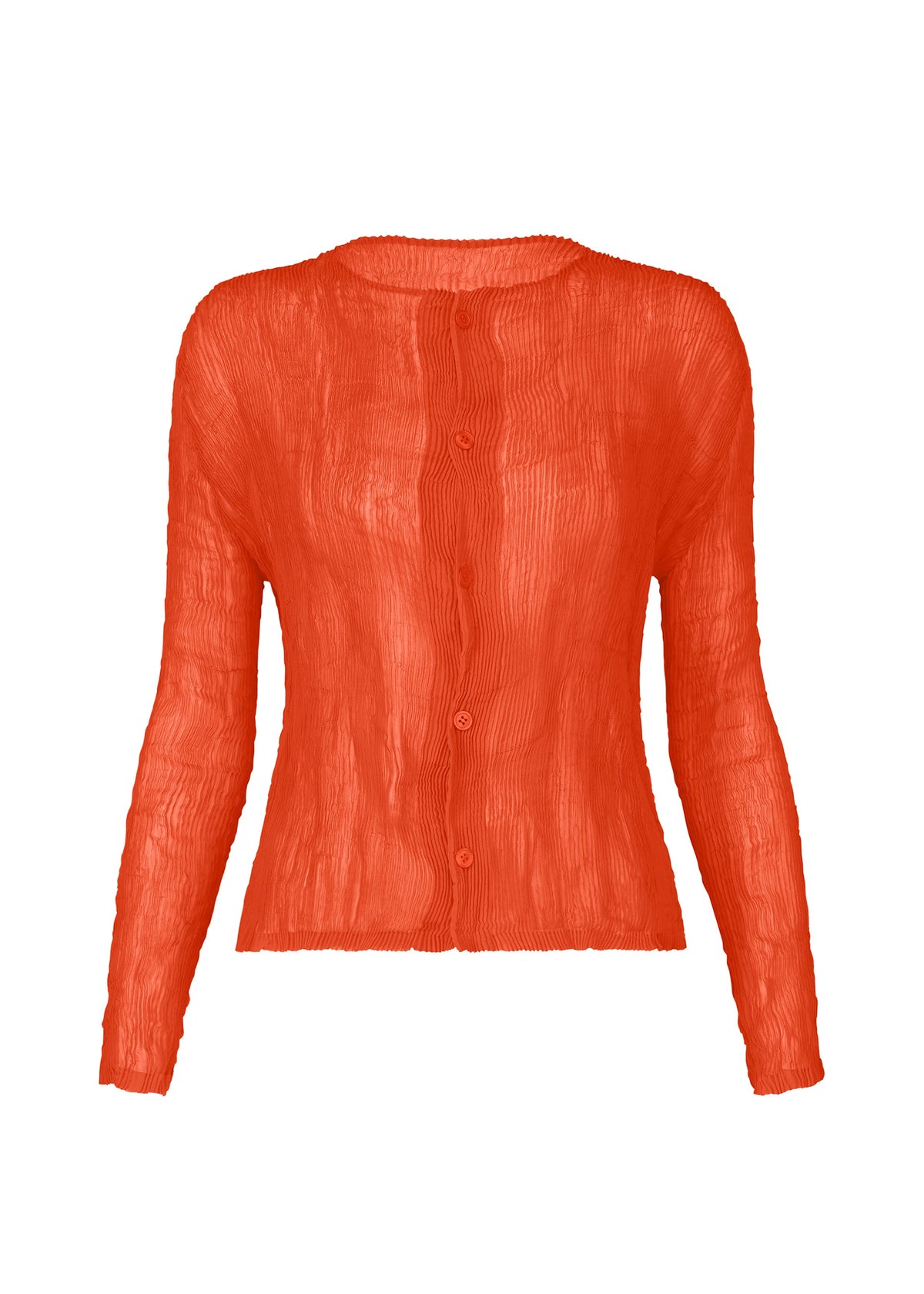 A product shot of the ISSEY MIYAKE CHIFFON TWIST 2 shirt in macaw red (28).