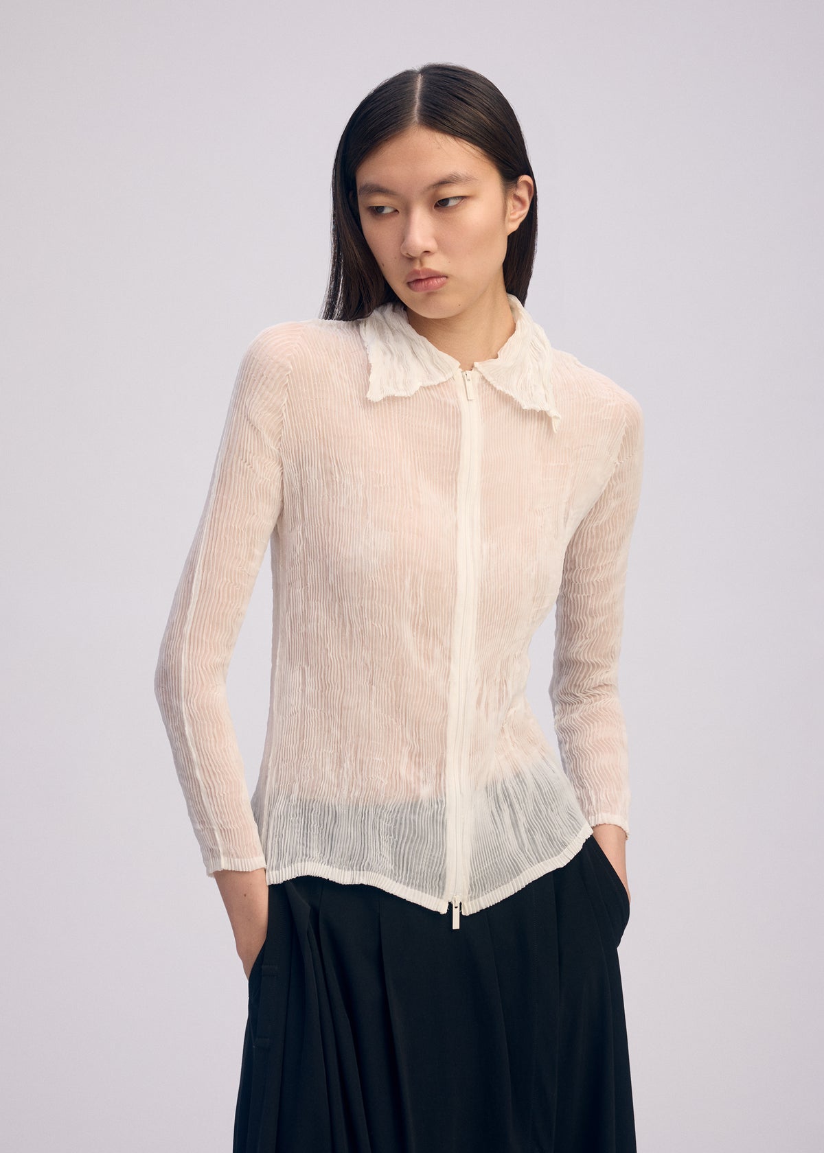 CHIFFON TWIST BK/WT-66 Cardigan Black