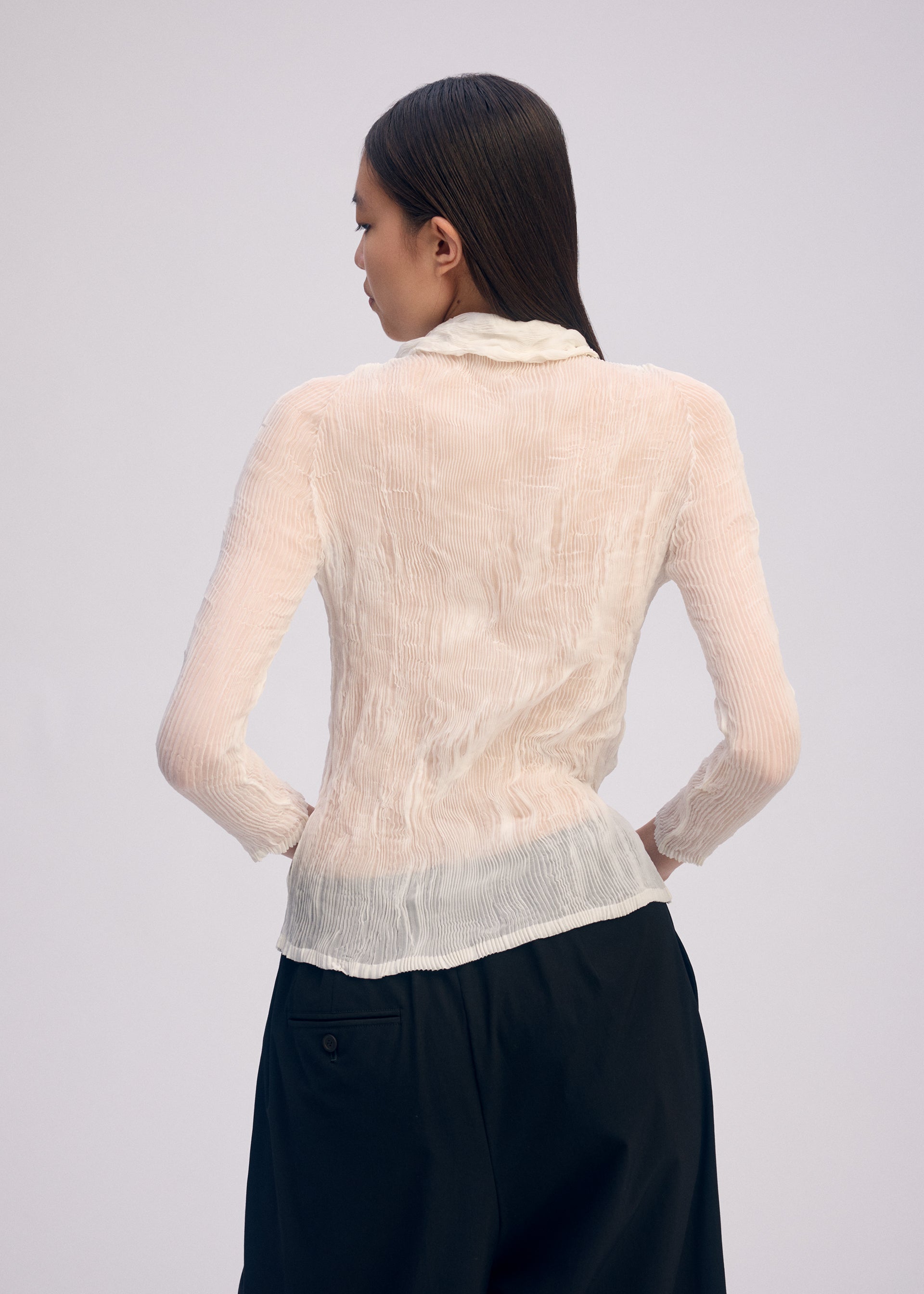 CHIFFON TWIST BK/WT-66 Cardigan Black