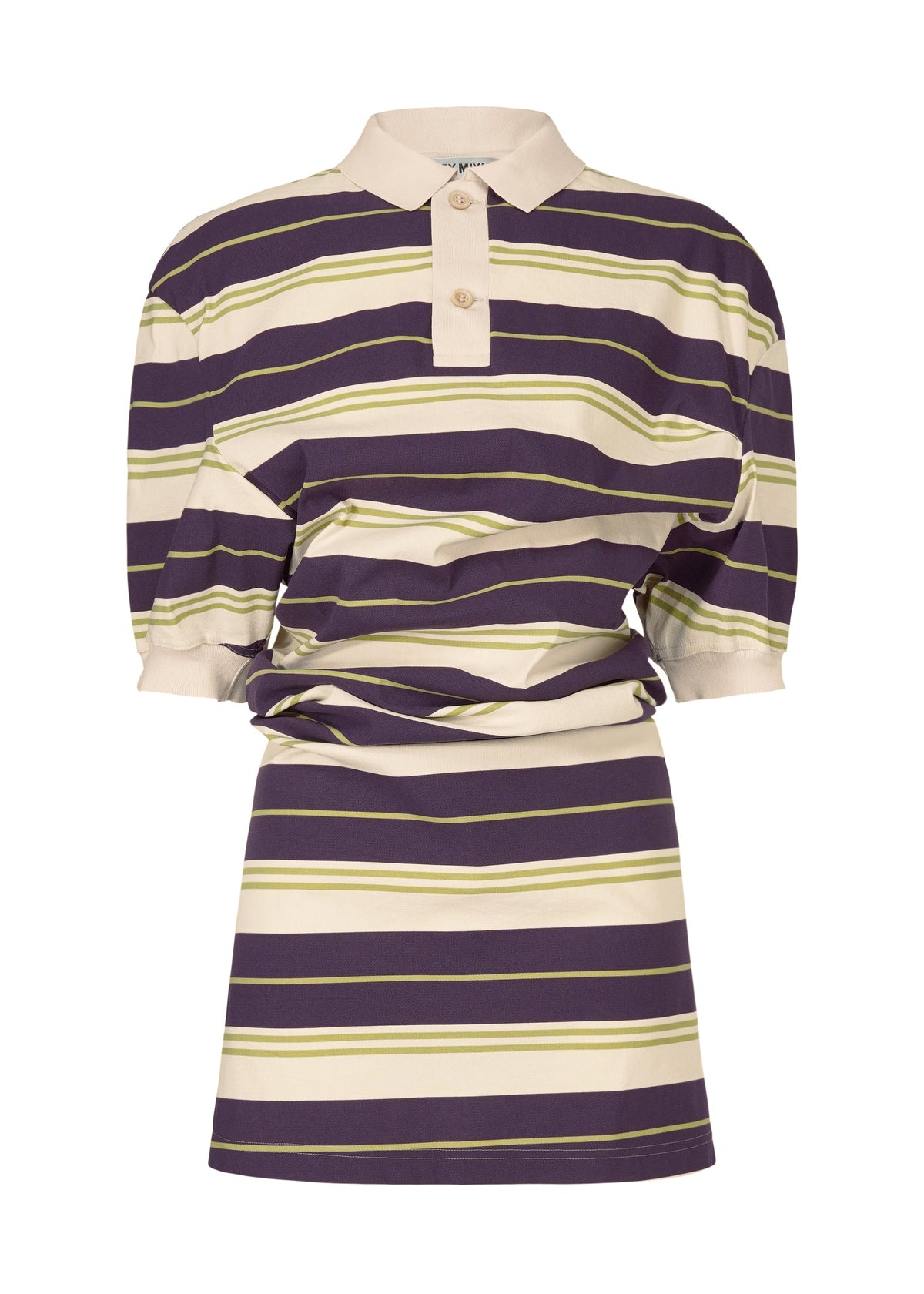 A product shot of the ISSEY MIYAKE GENERIC WEAR STRIPES shirt in purple-hued (86).