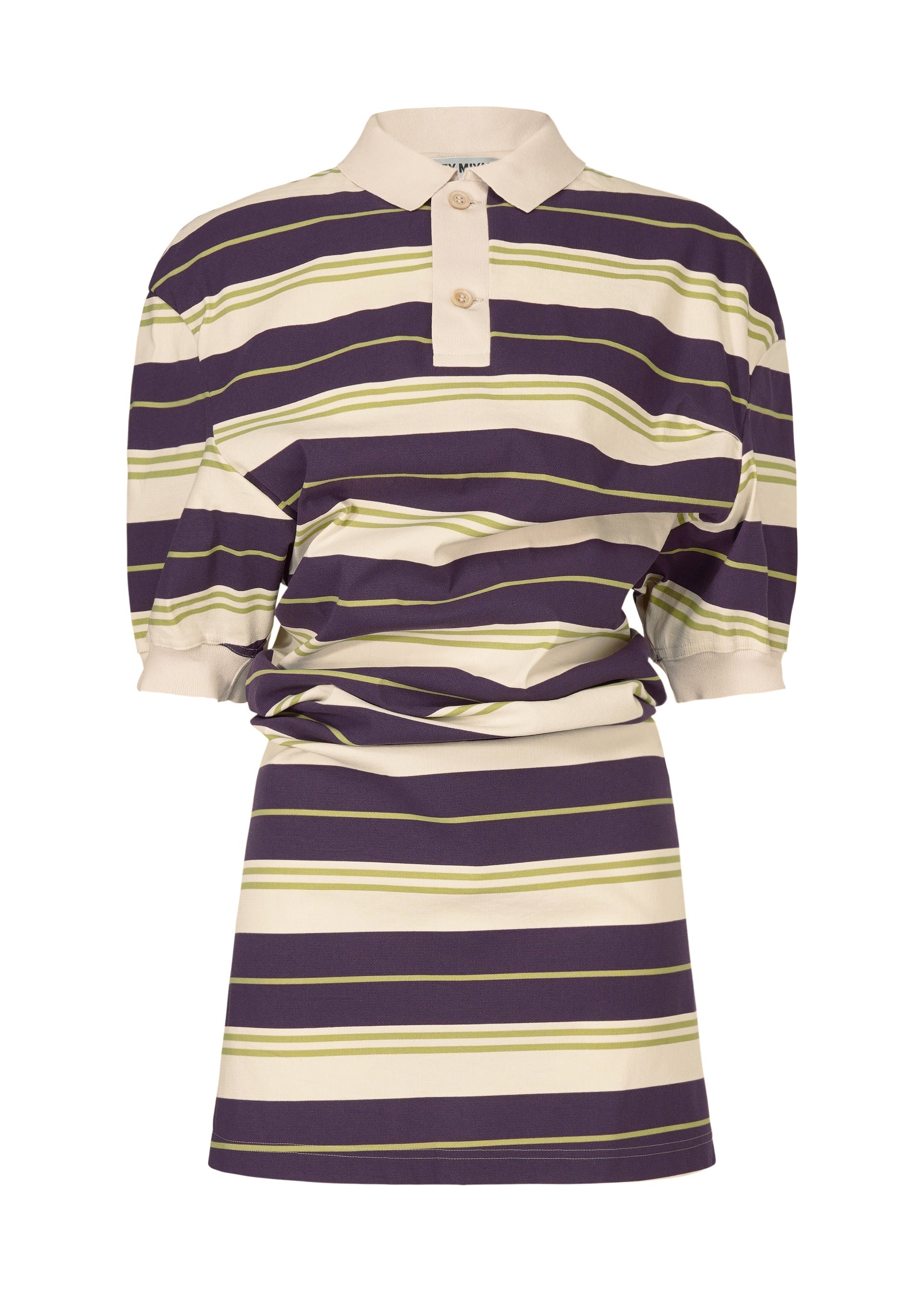 A product shot of the ISSEY MIYAKE GENERIC WEAR STRIPES shirt in purple-hued (86).