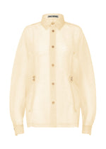 A product shot of the ISSEY MIYAKE DRAW TO FORM shirt in emu beige (48).