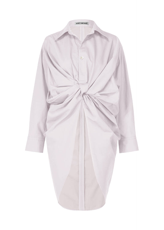 A product shot of the ISSEY MIYAKE TWISTED DRAPE shirt in light grey (11).