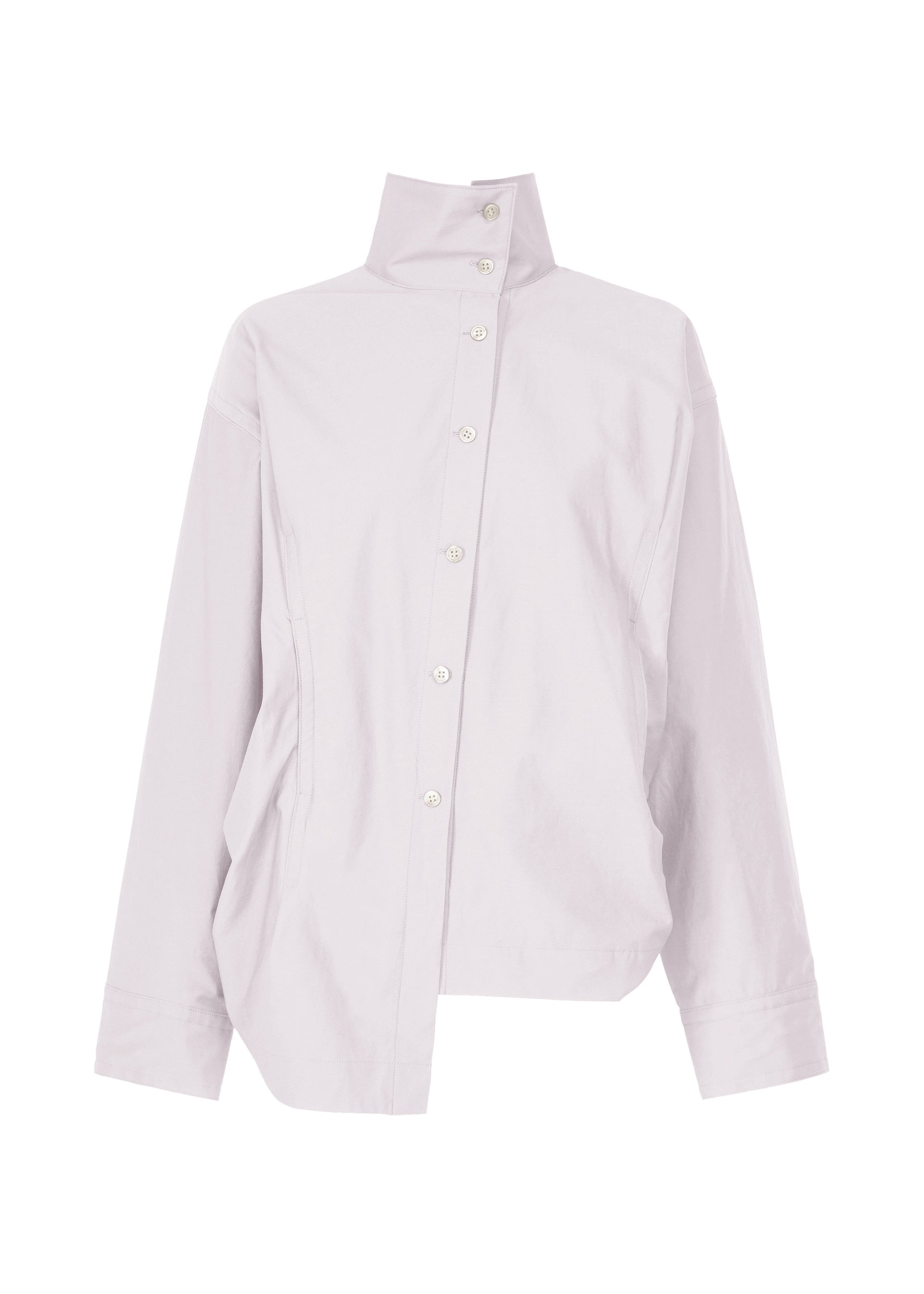 A product shot of the ISSEY MIYAKE TWISTED DRAPE shirt in light grey (11).