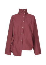 A product shot of the ISSEY MIYAKE TWISTED DRAPE shirt in burgundy (85).