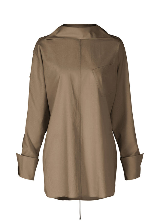 A product shot of the ISSEY MIYAKE ODD SHIRT 2 shirt in dark brown (45).