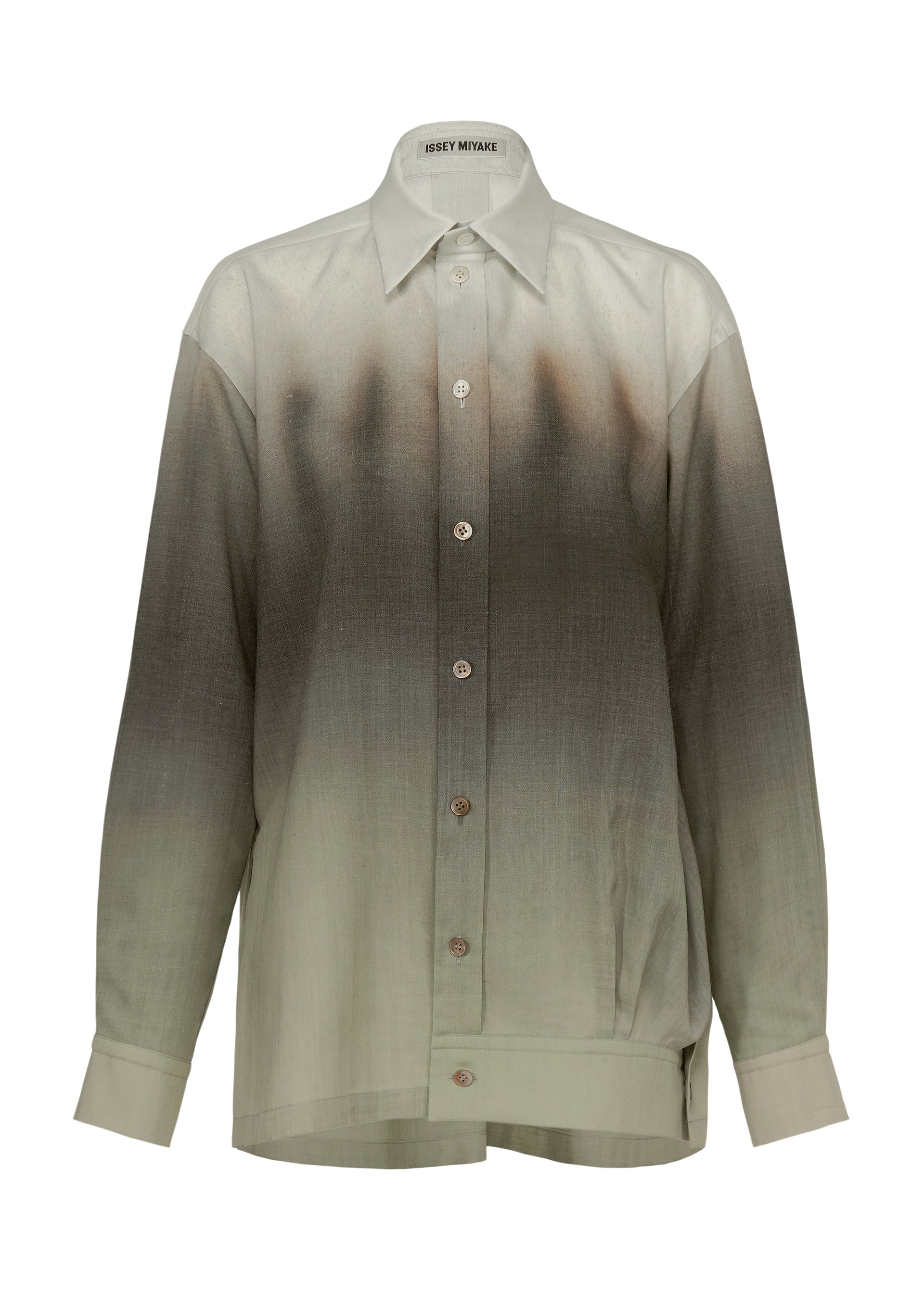 A product shot of the ISSEY MIYAKE PLUMAGE shirt in chukar.