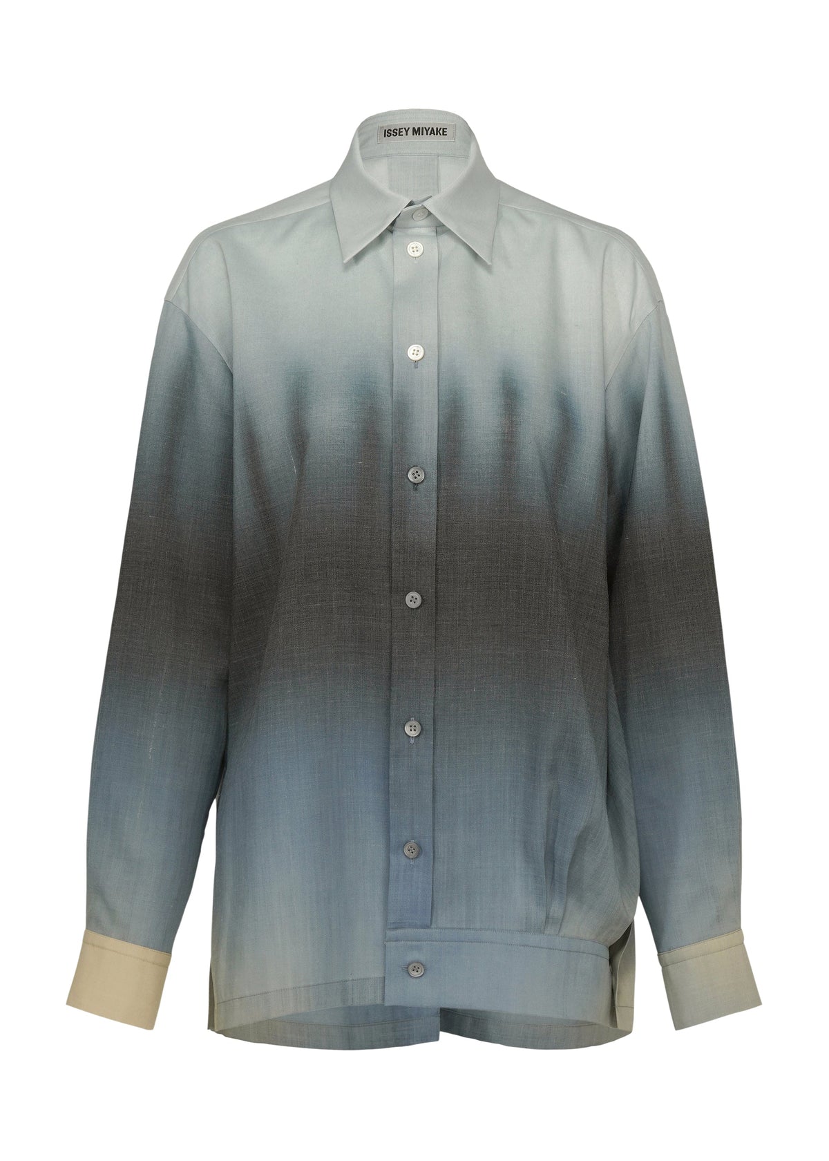 A product shot of the ISSEY MIYAKE PLUMAGE shirt in starling.