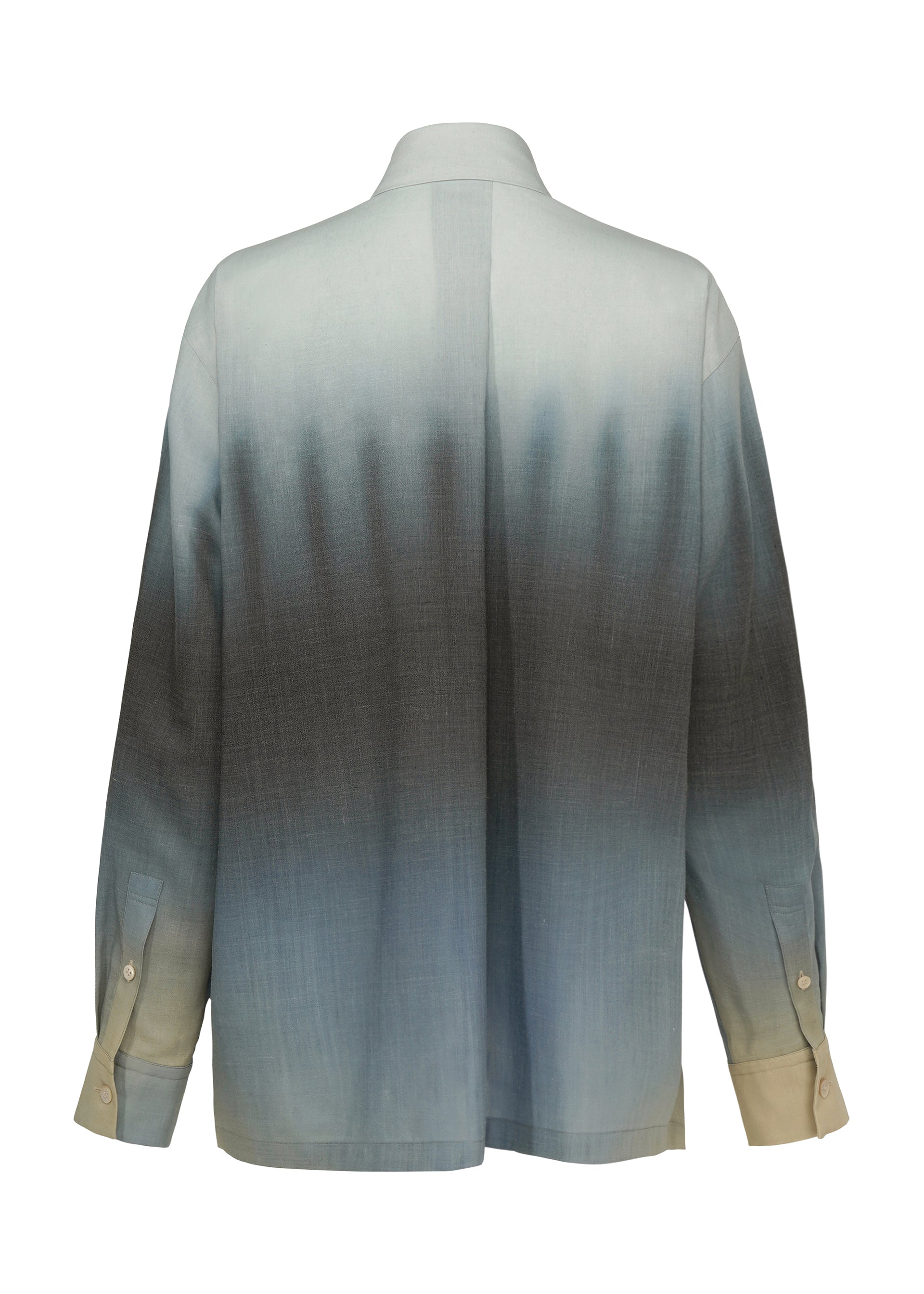 A detail shot of the ISSEY MIYAKE PLUMAGE shirt.