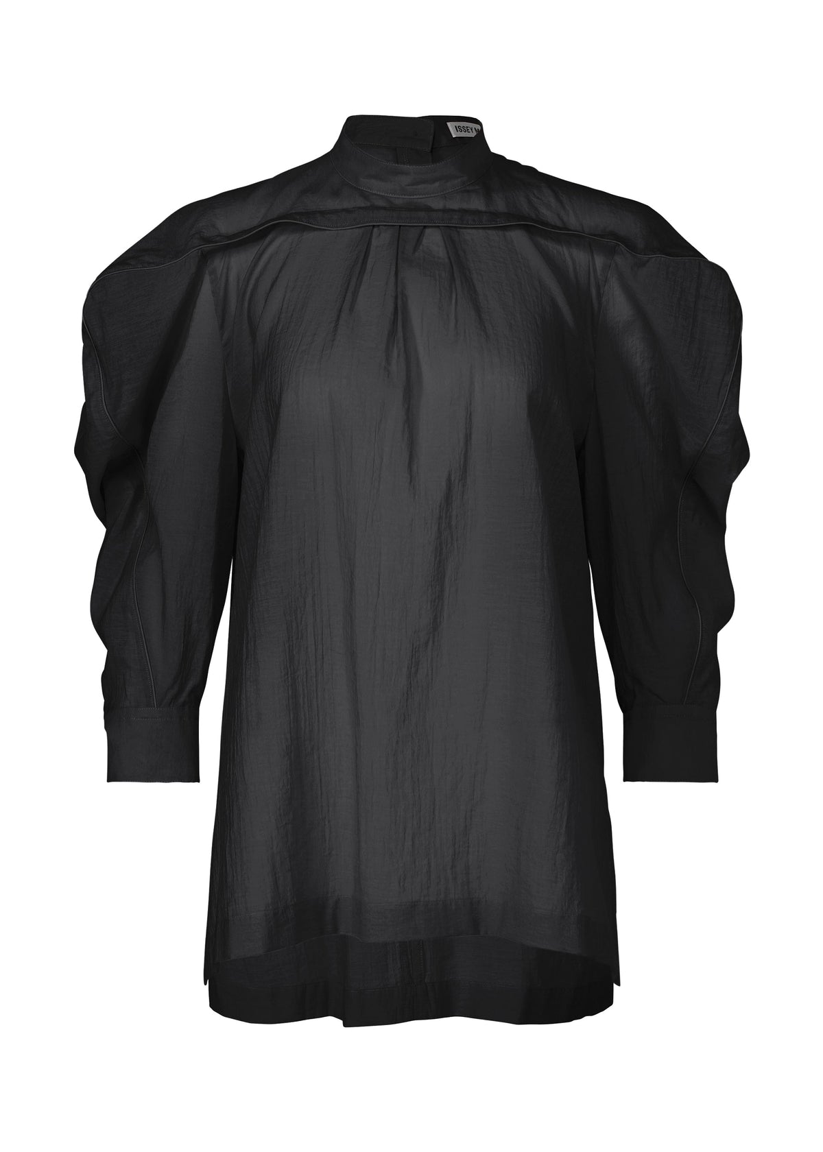A product shot of the ISSEY MIYAKE R SHIRT SHEER shirt in black (15).