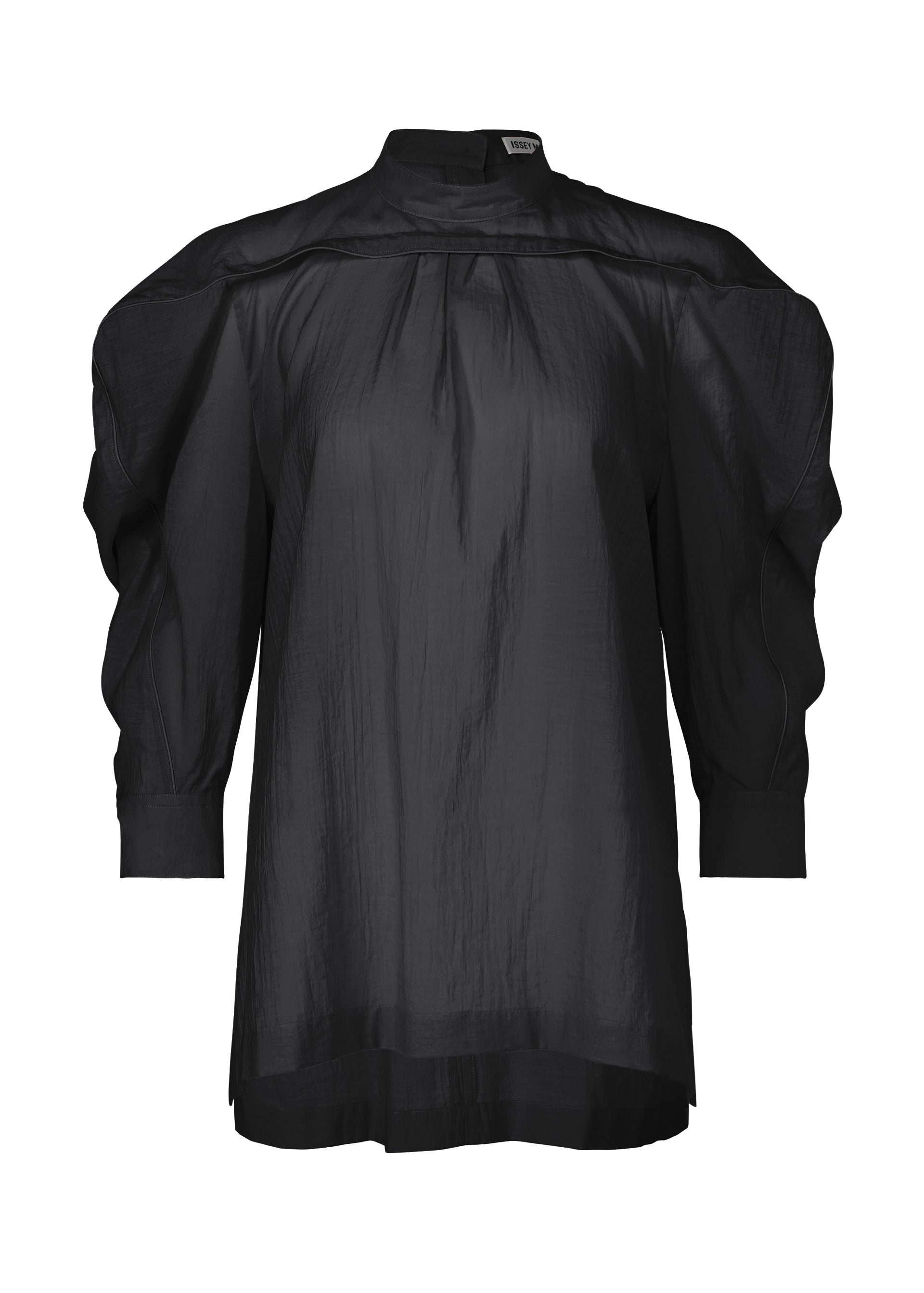 A product shot of the ISSEY MIYAKE R SHIRT SHEER shirt in black (15).
