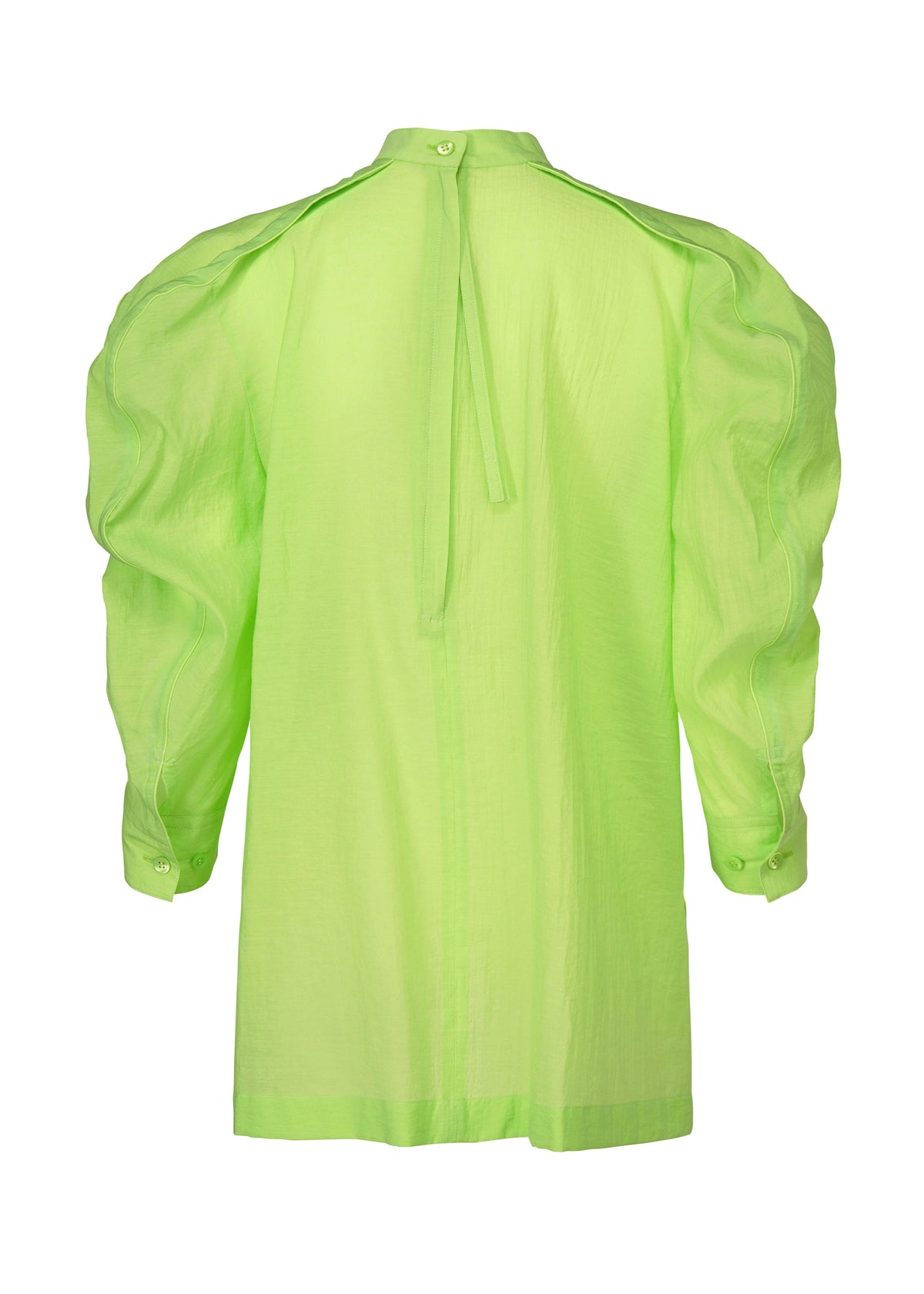 A detail shot of the ISSEY MIYAKE R SHIRT SHEER shirt.