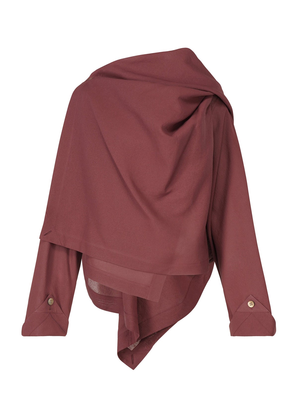 A product shot of the ISSEY MIYAKE ALL SQUARES top in burgundy (85).