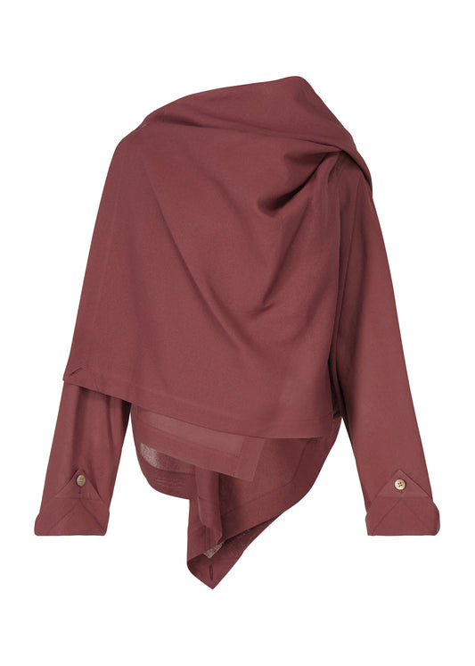 A product shot of the ISSEY MIYAKE ALL SQUARES top in burgundy (85).
