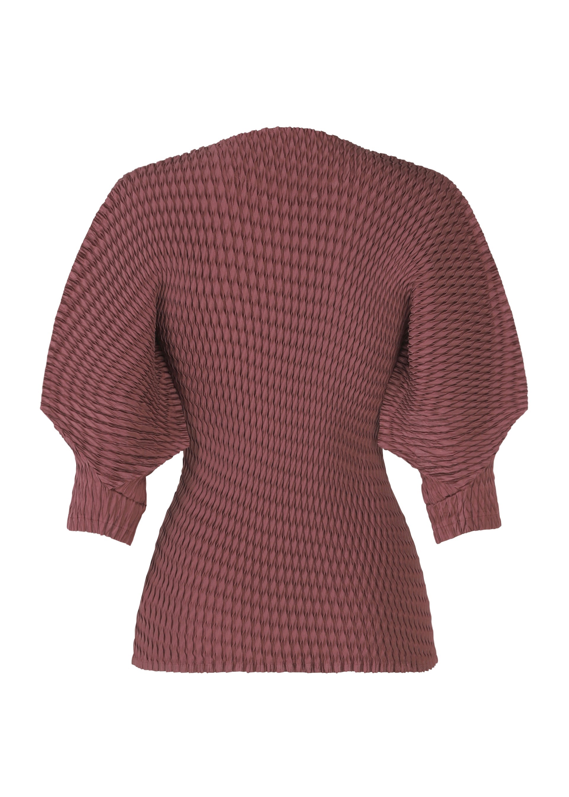 A detail shot of the ISSEY MIYAKE SLEEK PLEATS shirt.