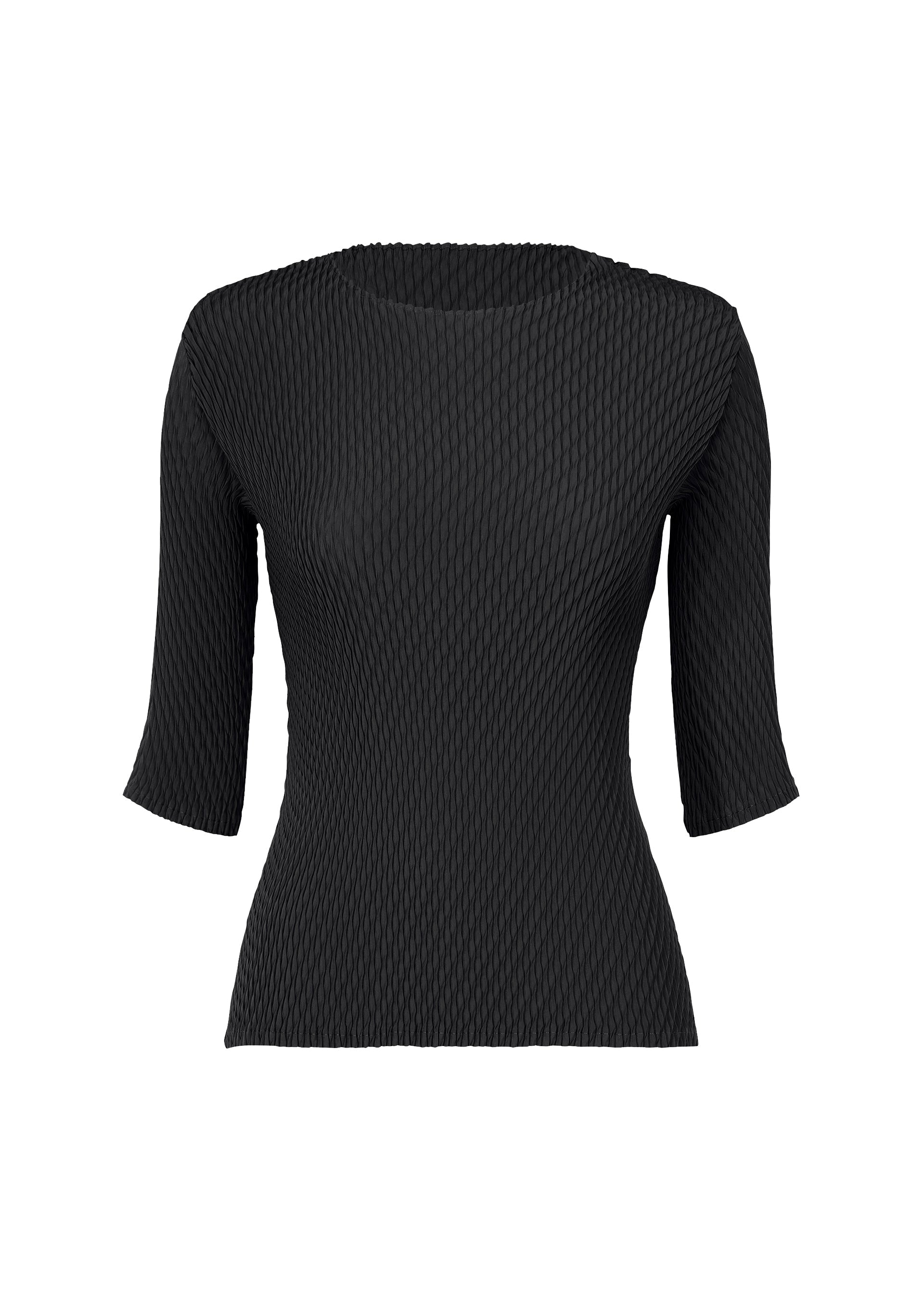 A product shot of the ISSEY MIYAKE RHOMBUS PLEATS shirt in black (15).