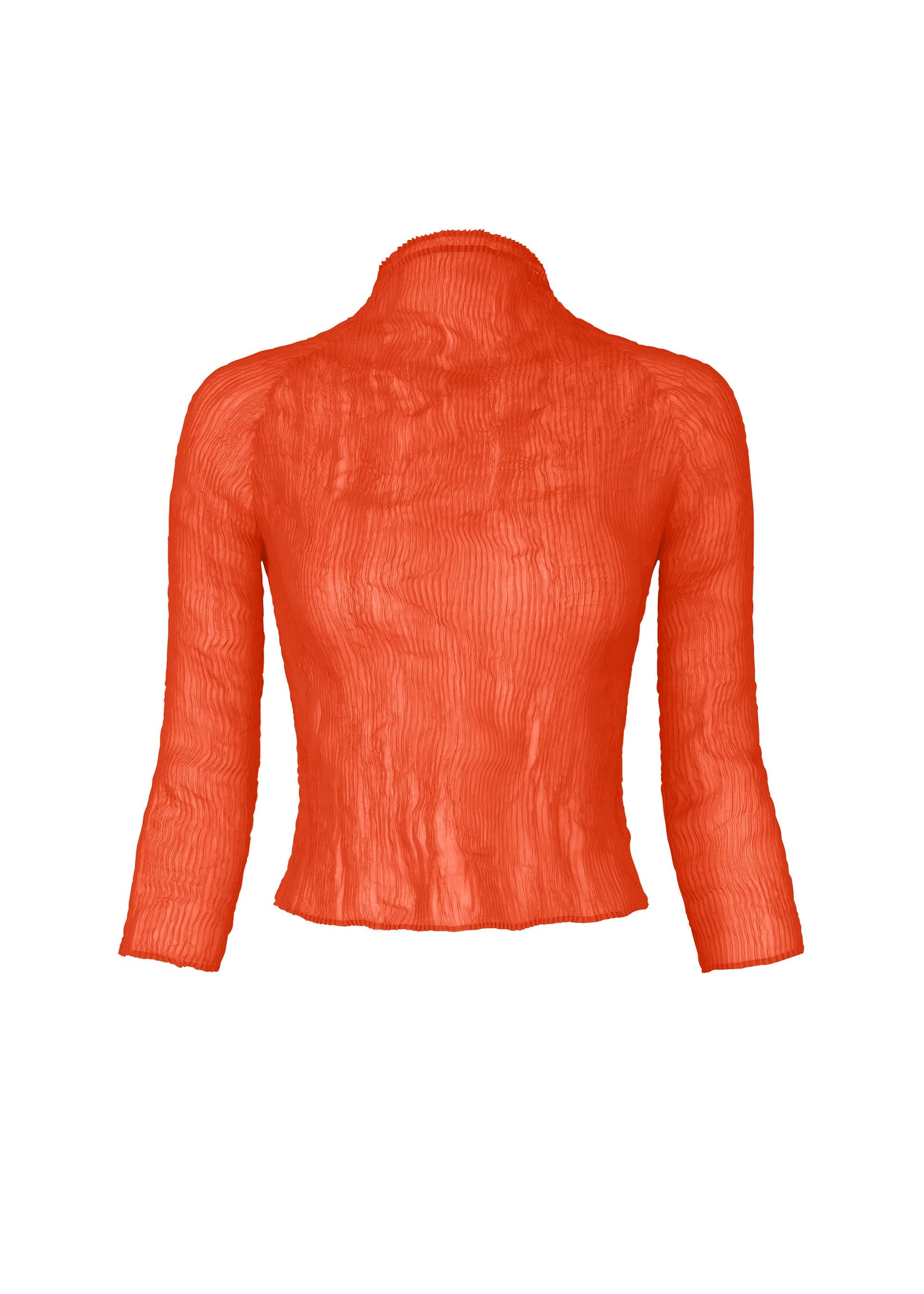 A product shot of the ISSEY MIYAKE CHIFFON TWIST 2 shirt in macaw red (28).