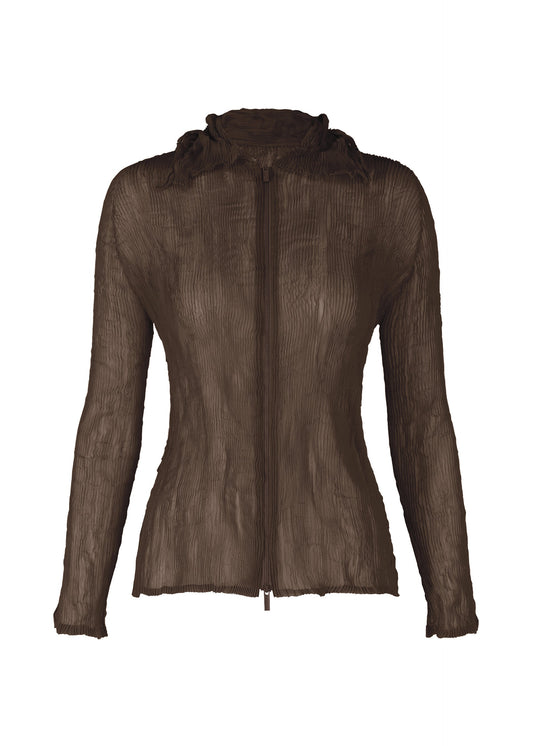 A product shot of the ISSEY MIYAKE CHIFFON TWIST 1 clothing in dark brown (45).