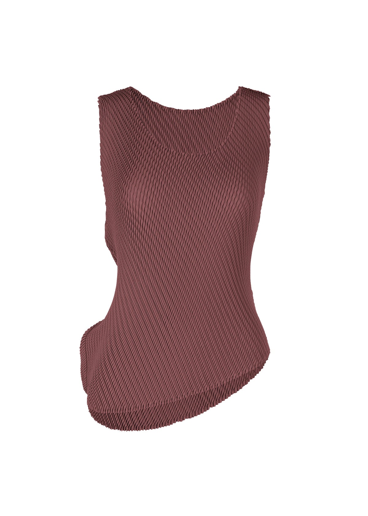 A product shot of the ISSEY MIYAKE MISTY PLEATS shirt in burgundy.