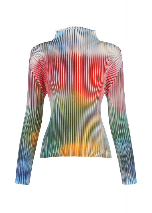 A product shot of the ISSEY MIYAKE OBSCURE PLEATS clothing in multi color (99).