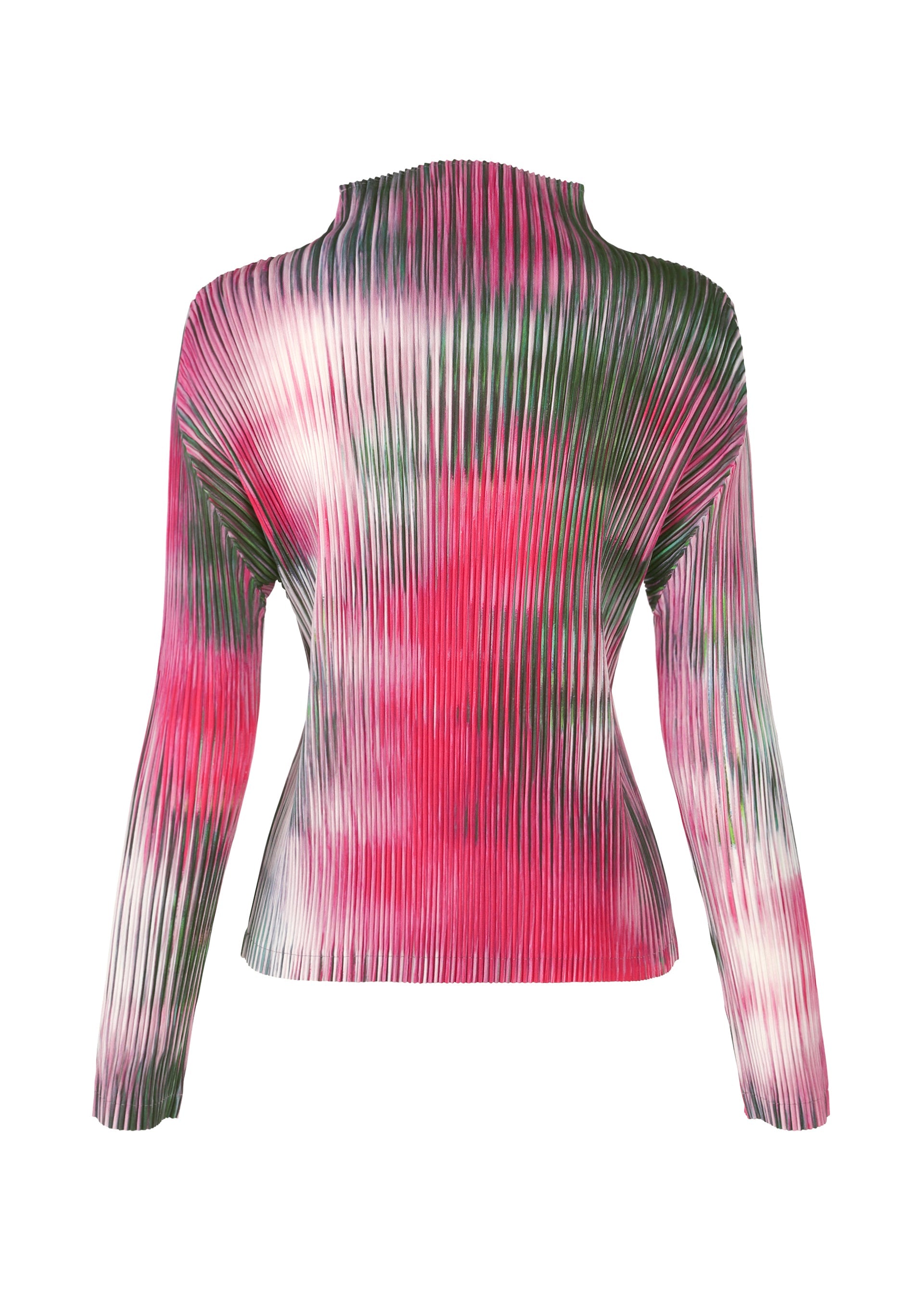 A detail shot of the ISSEY MIYAKE OBSCURE PLEATS clothing.
