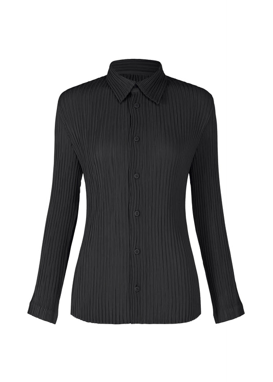 A product shot of the ISSEY MIYAKE HATCHING PLEATS shirt in black (15).