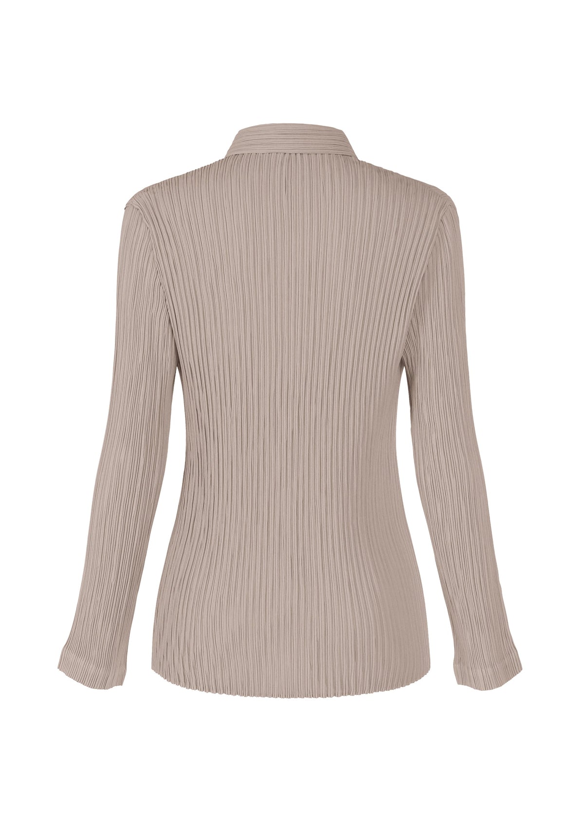 A detail shot of the ISSEY MIYAKE HATCHING PLEATS shirt.