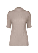 A product shot of the ISSEY MIYAKE HATCHING PLEATS shirt in greige (10).