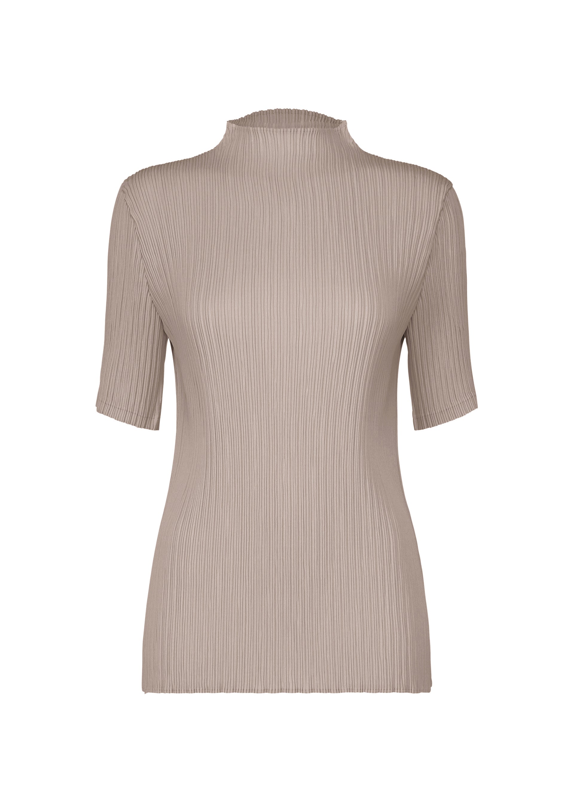 A product shot of the ISSEY MIYAKE HATCHING PLEATS shirt in greige (10).