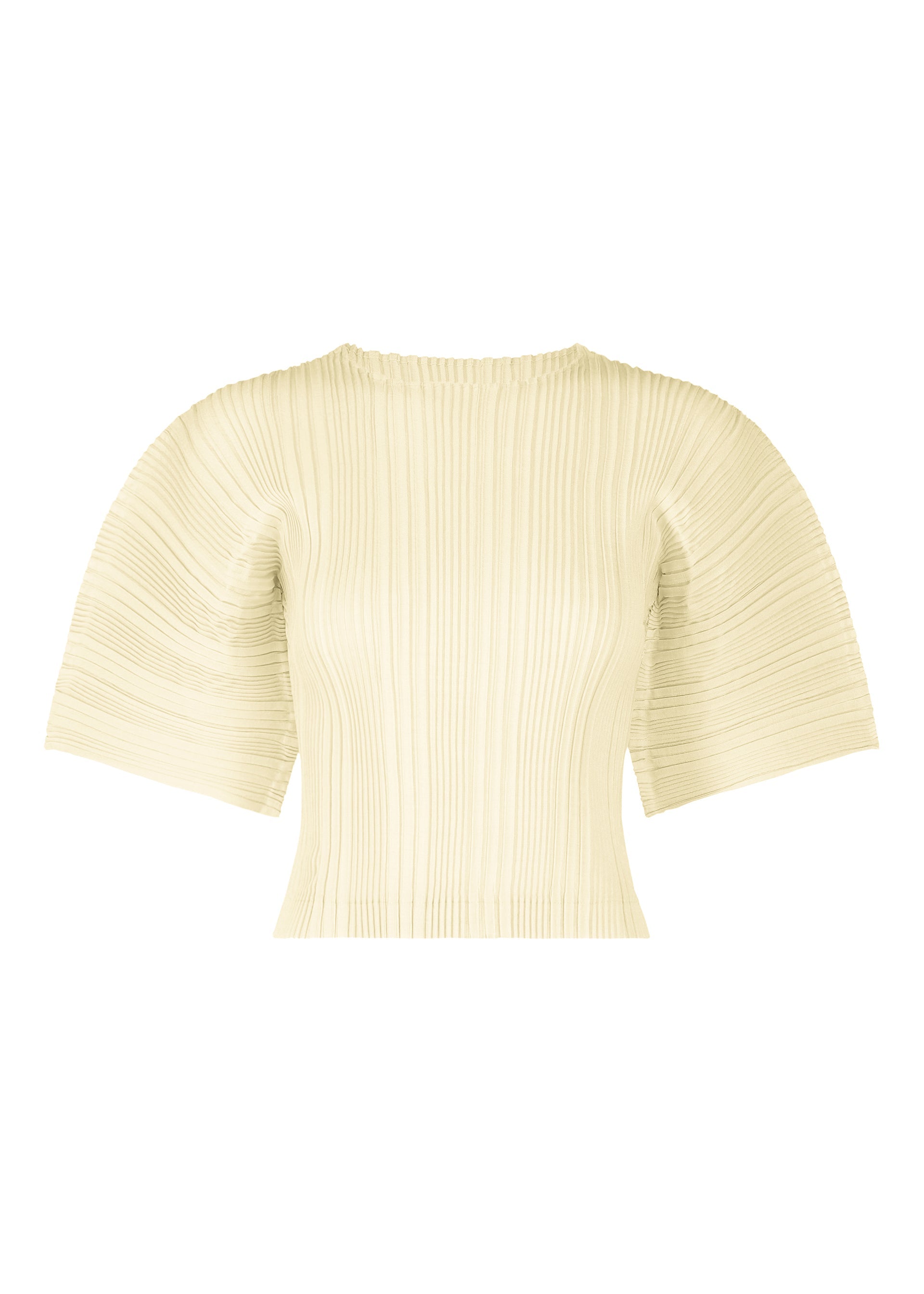 A product shot of the ISSEY MIYAKE LINEN LIKE RIB PLEATS shirt in ivory (03).