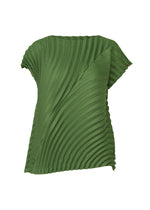 A product shot of the ISSEY MIYAKE CIRCLE PLEATS PB shirt in dark green (63).