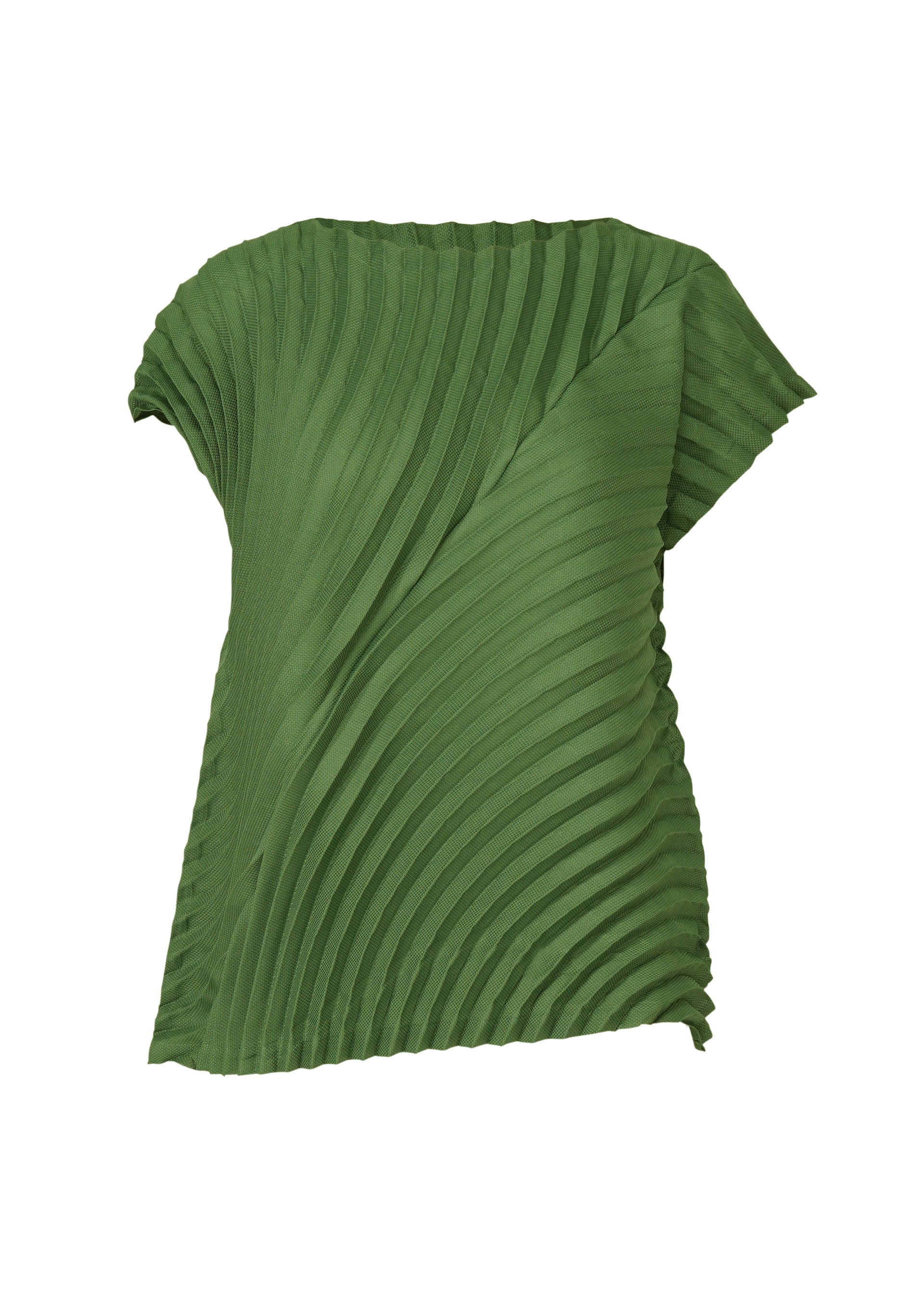 A product shot of the ISSEY MIYAKE CIRCLE PLEATS PB shirt in dark green (63).