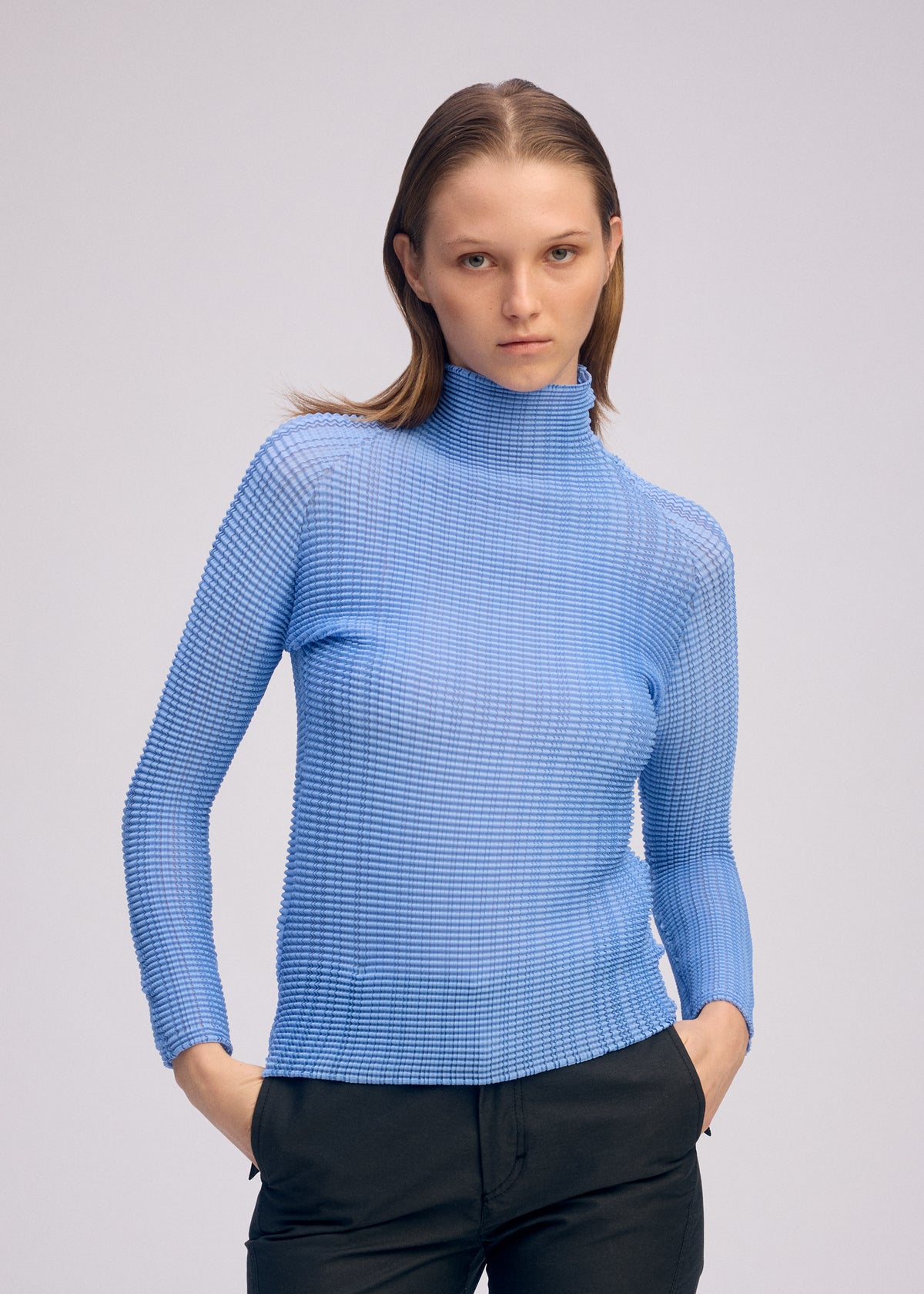 WOOLY PLEATS-66 Top Greige