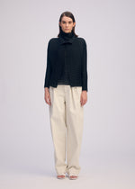 WOOLY PLEATS BK/WT-66 Cardigan Black
