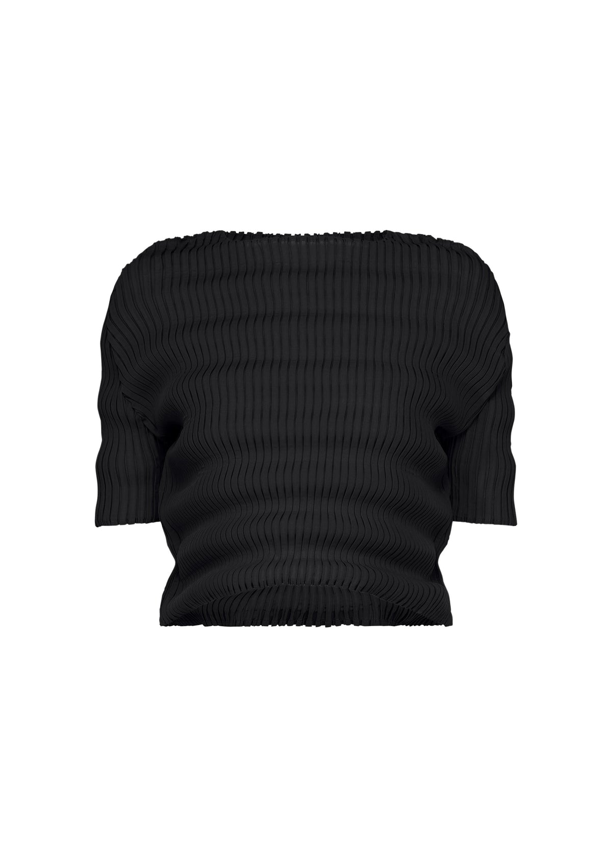 A product shot of the ISSEY MIYAKE SPRING PLEATS shirt in black.