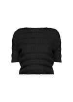 A product shot of the ISSEY MIYAKE SPRING PLEATS shirt in black.