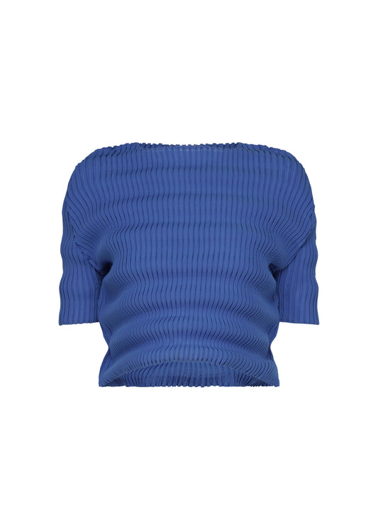 A product shot of the ISSEY MIYAKE SPRING PLEATS shirt in starling blue.