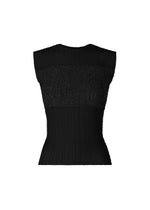 A product shot of the ISSEY MIYAKE SHEER FUZZY PLEATS shirt in black (15).