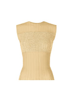 A product shot of the ISSEY MIYAKE SHEER FUZZY PLEATS shirt in egg beige (49).