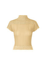 A product shot of the ISSEY MIYAKE SHEER FUZZY PLEATS shirt in egg beige (49).