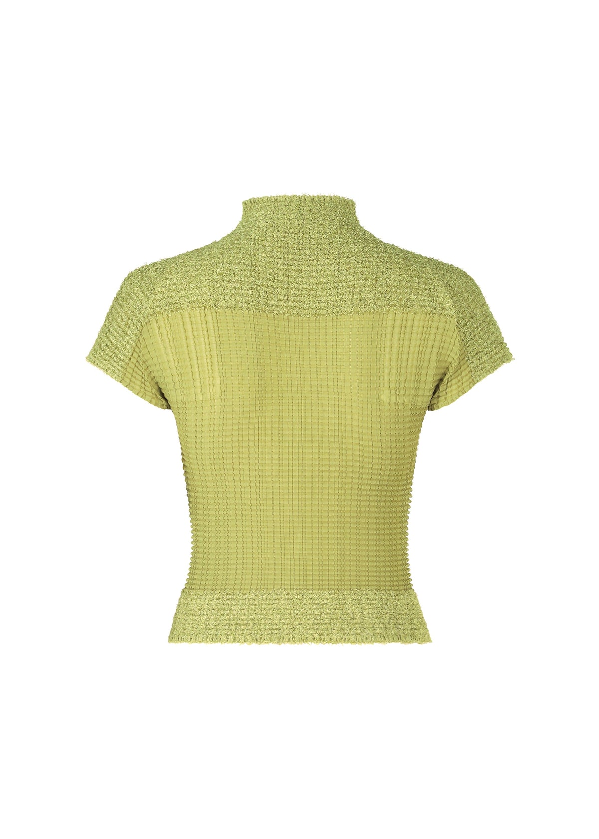 A detail shot of the ISSEY MIYAKE SHEER FUZZY PLEATS shirt.