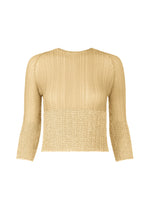 A product shot of the ISSEY MIYAKE SHEER FUZZY PLEATS shirt in egg beige (49).